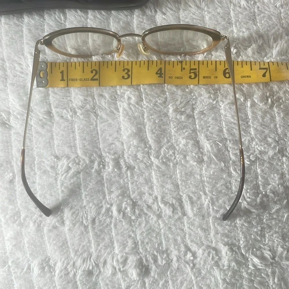 Chanel Cream Semi Half Tortoise Rim Vintage Goldtone Metal Sided Glasses